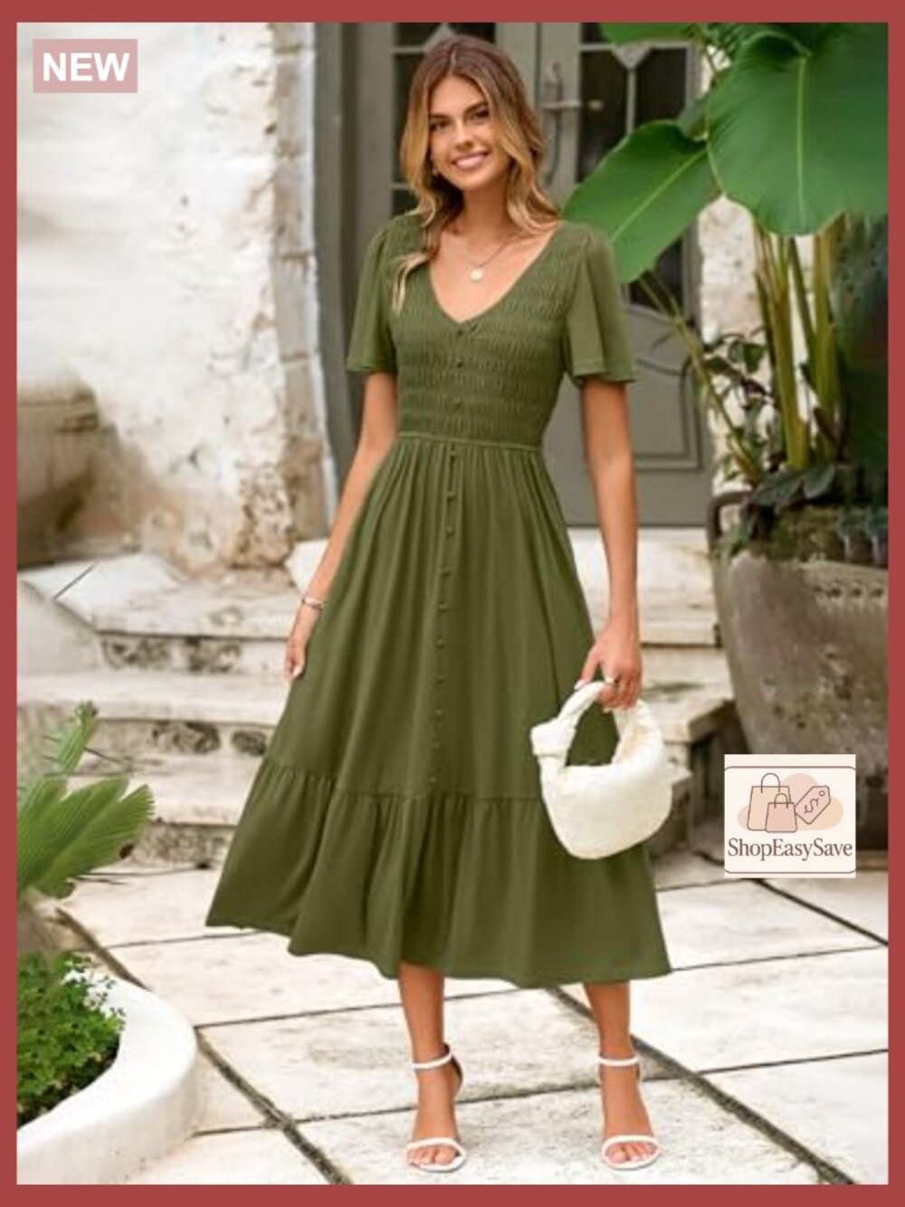 Boho Maxi Dress with Pockets Smocked Waist Flowy Tiered Summer Casual - Picture 2 of 7